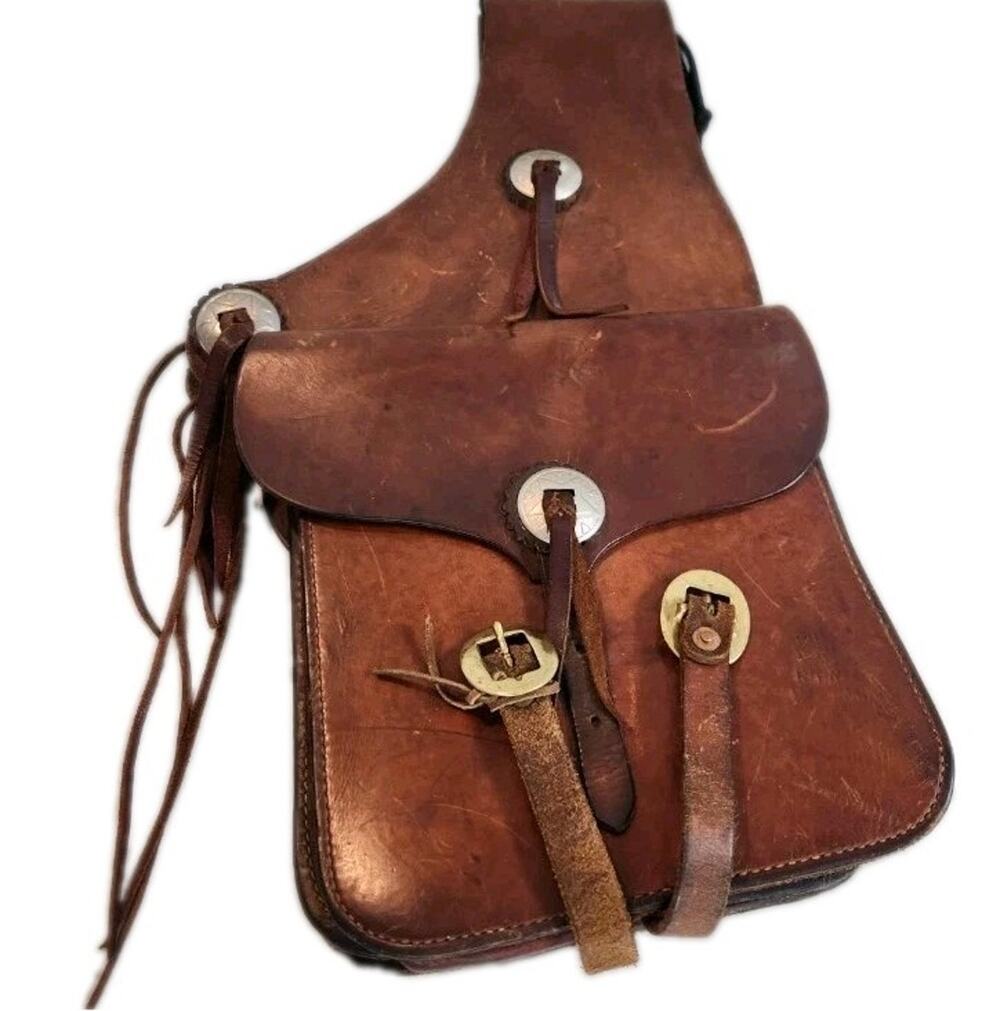 Old Leather Ranch Saddlebag w/ Patina Equestrian Decor Horse Rustic